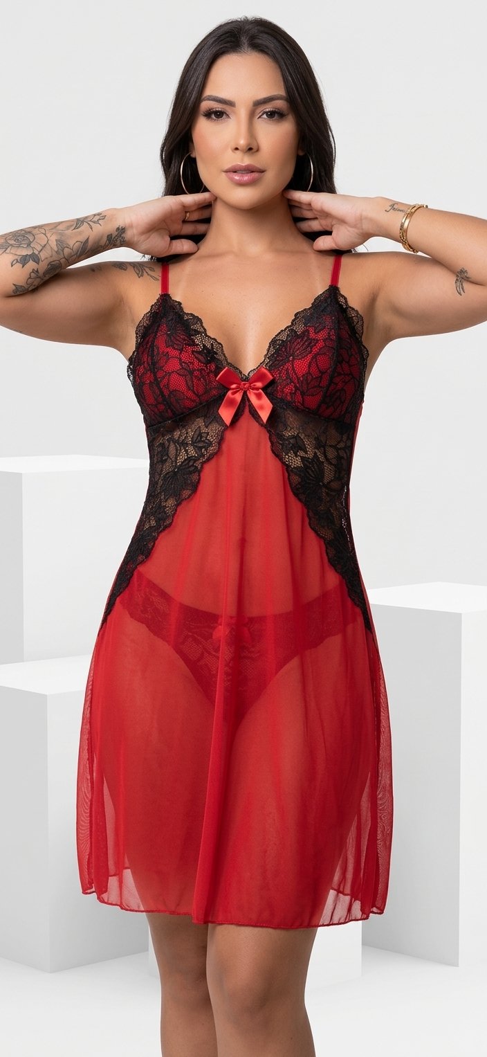 Camisola sex renda tamanho unico