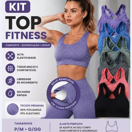 Top Sutiã Feminino Sem Costura com Bojo Removível - Moda Realeza